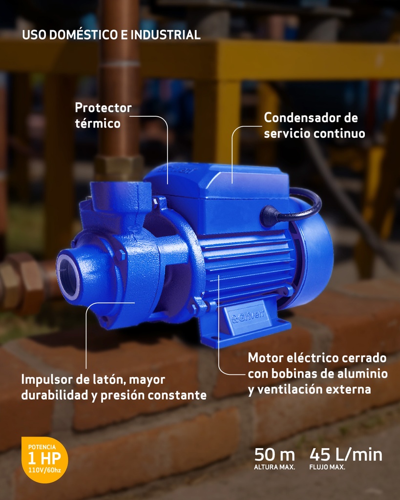 Bomba Periferica para Agua 1HP GRIVEN | miFerre PTY